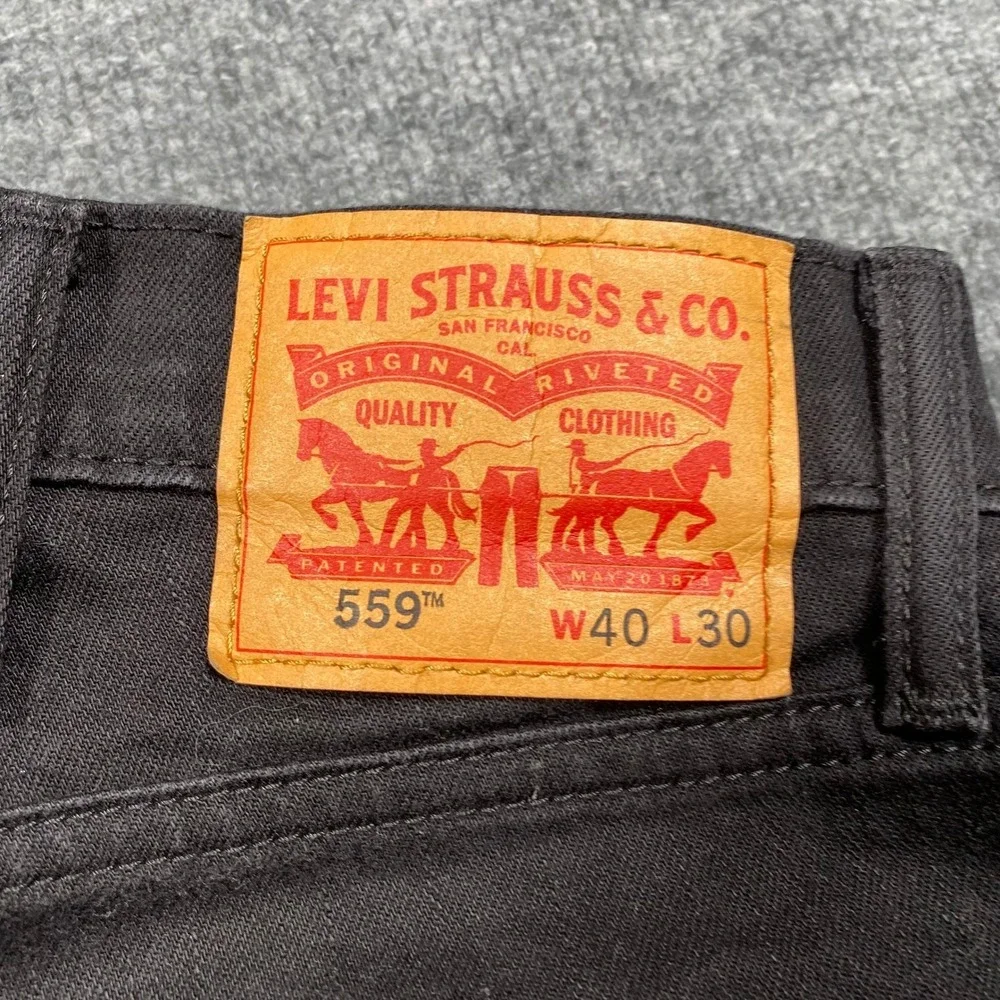 Levis 559 Relaxed Straight Jeans Mens 40x30 Black Denim Pants 00559-0239